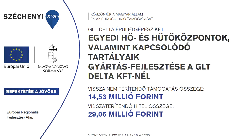  Egyedi hő-és hűtőközpontok, valamint kapcsolódó tartályaik gyártás-fejlesztése a GLT Delta Kft-nél